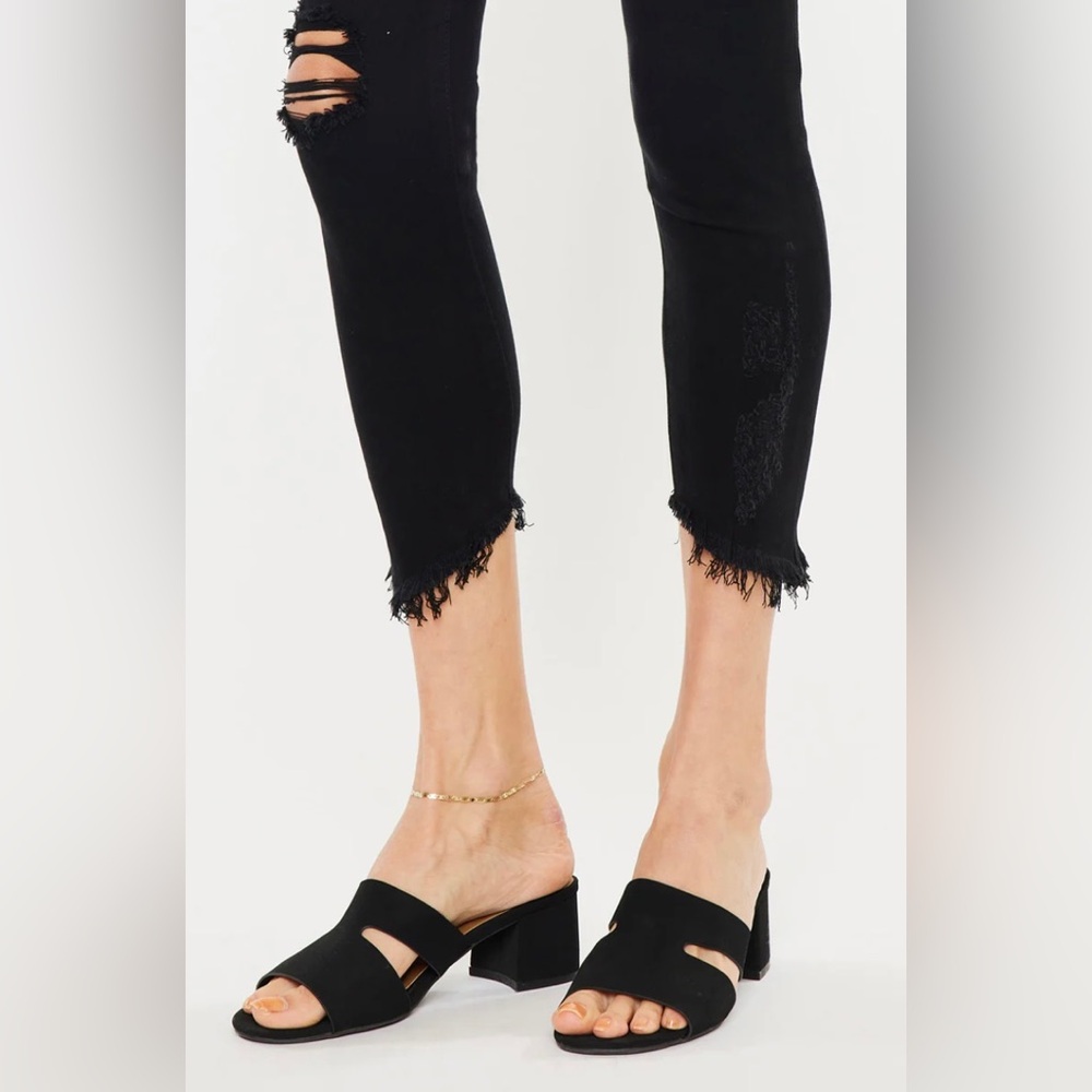 KanCan Black Distressed Brianna Mid Rise Ankle Skinny Jeans Size 30 - Picture 16 of 16